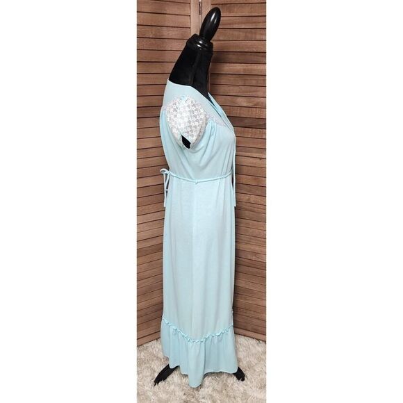 Golden Tower Vintage Night Gown Milk Maid Maxi Slip Dress Large Light Blue Lace - Picture 3 of 7